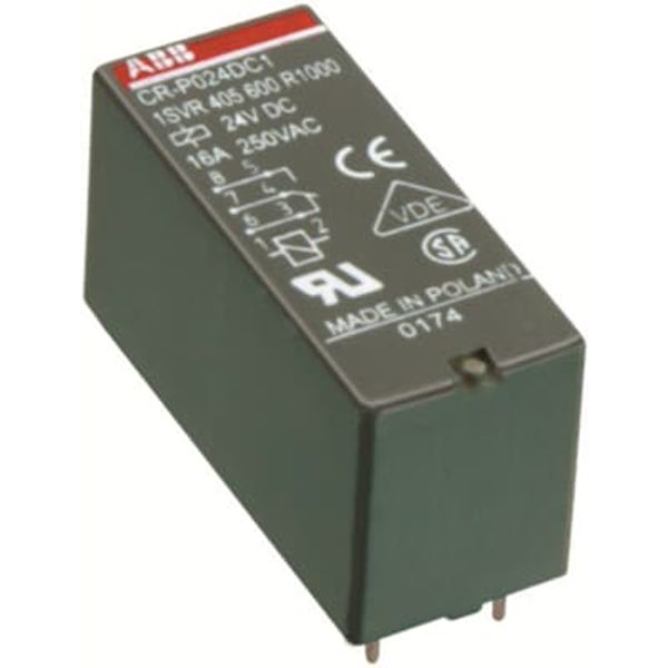 CR-P024AC2 Pluggable interface relay 2c/o, A1-A2=24VAC, 250V/8A image 1