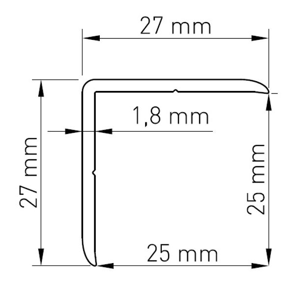 L-corner profile L-2000mm W-25mm H-25mm image 2