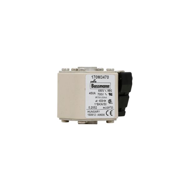 Fuse-link, high speed, 450 A, AC 690 V, compact size 1, aR, IEC, UL, single indicator image 16