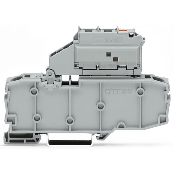 2-conductor fuse terminal block with pivoting fuse holder with end pla image 1