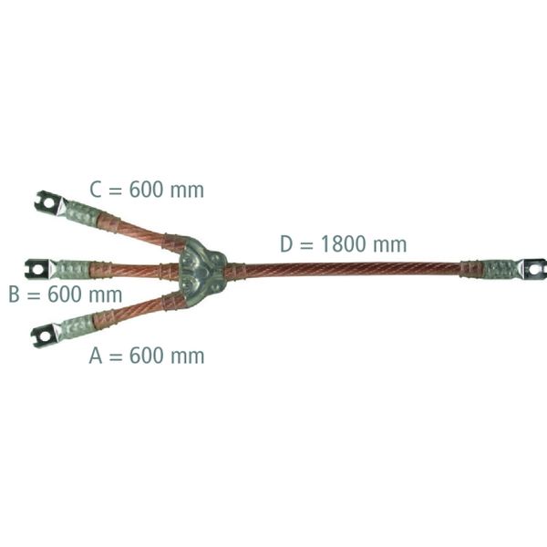 Three-pole earthing and short-circuiting cable 25mm² with crimped cabl image 1