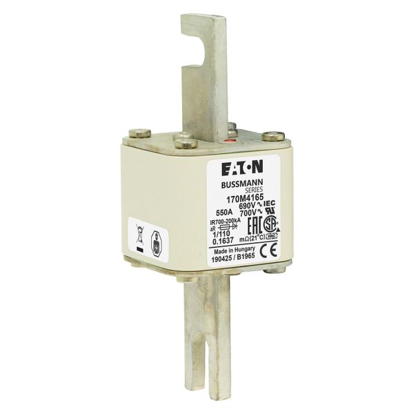 Fuse-link, high speed, 550 A, AC 690 V, DIN 1, 53 x 66 x 138 mm, aR, DIN, IEC, single indicator image 9