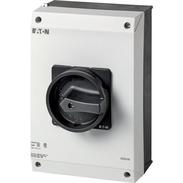 Main switch, P3, 100 A, surface mounting, 3 pole, STOP function, With black rotary handle and locking ring, UL/CSA image 3