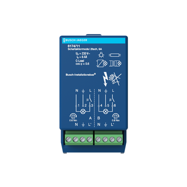 6174/11 Switch Actuator Module, 2-fold, 6 A, BJE image 2