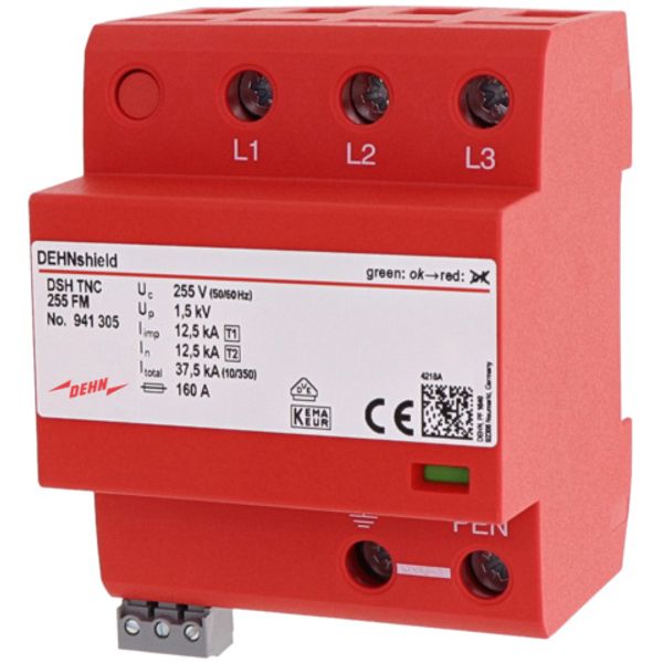 Appl.-opt. combined arrester DEHNshield type 1+2 for three-phase TN-C  image 1