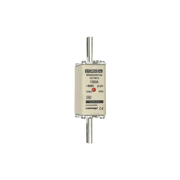 Fuse-link NH0 gG 500VAC 100A live tags Double indicator image 1