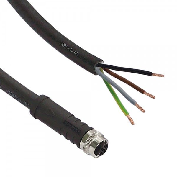 Sensor Kabel, 10m, PUR, M12 Sensorbuchse, 3-polig + PE, S-kodiert/offene Leitungsenden, 220-240V AC image 1