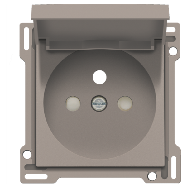 Finishing set for socket outlet with hinged lid, pin earthing and shutters, flush-mounting depth 28.5 mm, bronze coated image 1