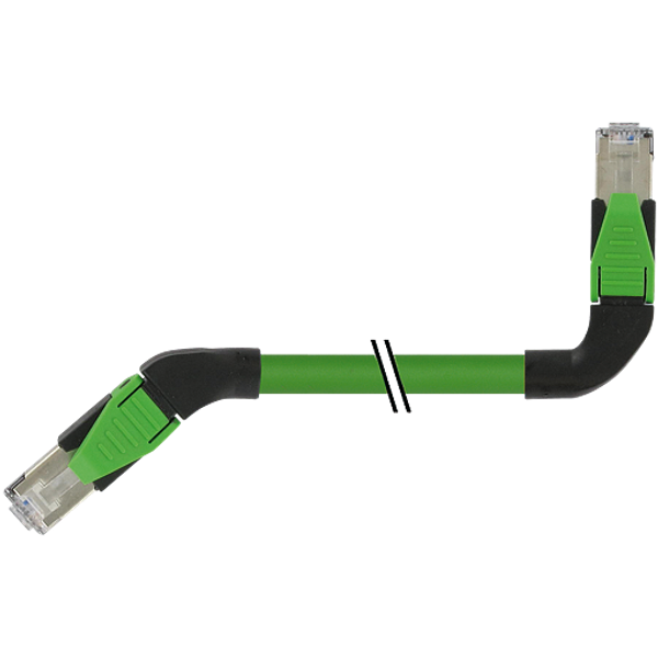 RJ45 45° left/RJ45 90° left PUR 1x4xAWG22 shielded gn+dragch 0.8m image 1