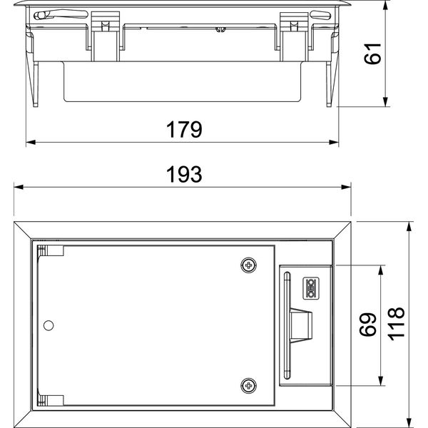 GES2 DB 7011 Service outlet for raised floor mounting 192x118x91 image 2