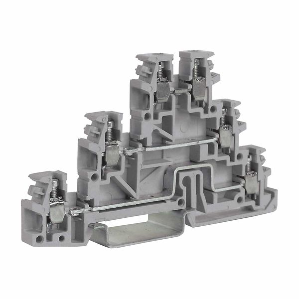 Screw terminal block 2.5mm2, 3-levels, grey color image 1