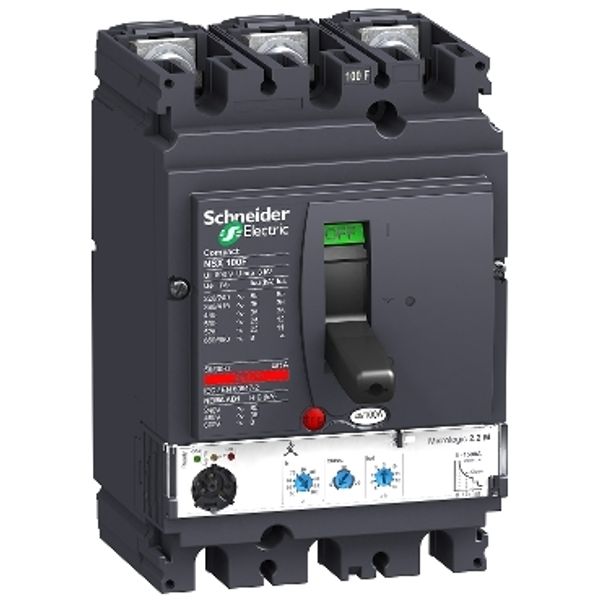 circuit breaker ComPact NSX100F, 36 kA at 415 VAC, MicroLogic 2.2 M trip unit 100 A, 3 poles 3d image 3