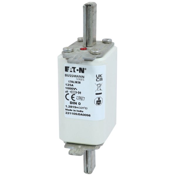 Fuse-link, high speed, 125 A, AC 1000 V, DIN 0, 35 x 60 x 125 mm, aR, DIN, IEC, single indicator image 5