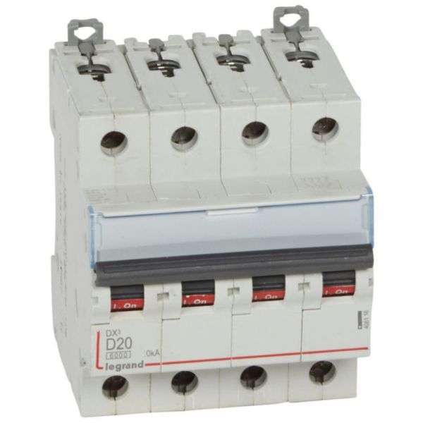 DX³6000 10kA high inlet and low outlet screw circuit breaker 4P 400~ - 20A - D curve - for traditional HX³ comb image 1