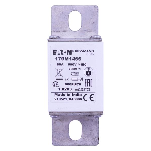 Fuse-link, high speed, 80 A, AC 690 V, size 000, 24 x 36 x 96 mm, aR, IEC image 20