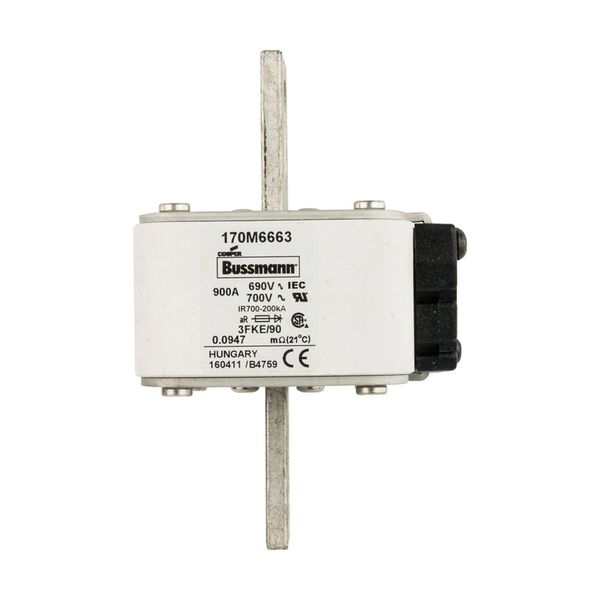 Fuse-link, high speed, 900 A, AC 690 V, size 3, 76 x 92 x 135 mm, aR, IEC, UL, single indicator image 15