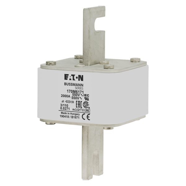 Fuse-link, high speed, 850 A, AC 1750 V, size 3, 76 x 91 x 193 mm, aR, IEC, UL, single indicator image 2