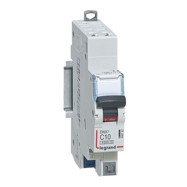 Phase+Neutral circuit breaker DNX³4500 6kA automatic terminal inlet and output - 1P+N 230V~ 10A curve C - 1 module image 1