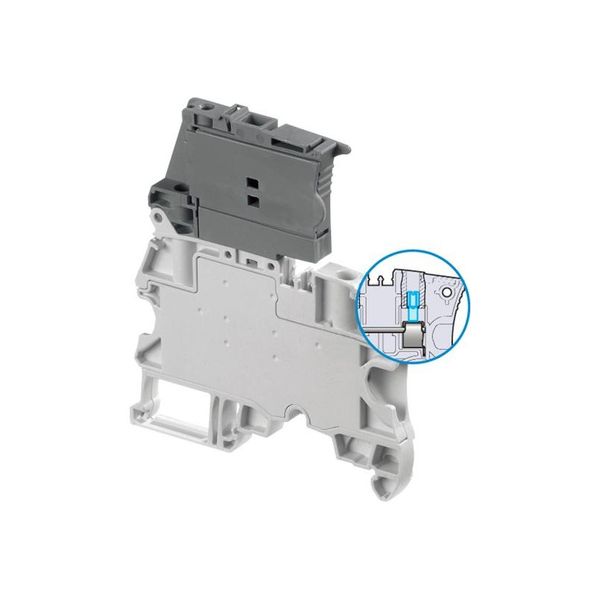 DIN RAIL TERMINAL BLOCK, FUSE, 5X20, FEED THROUGH, TEST SOCKETS, 6MM SPACING, 4MM, ZS4-SF-T2, GREY image 1