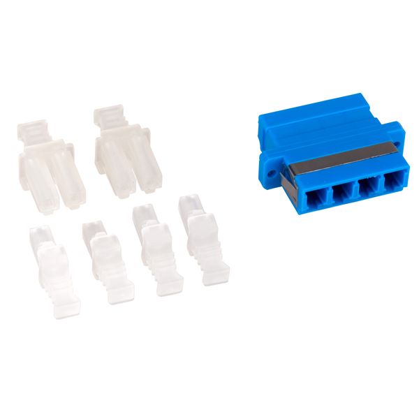 FO Coupler LC-Quad, Singlemode, zirconia, flange, blue image 2