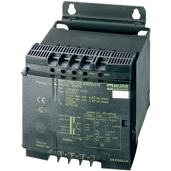 MTL 1-PHASE SAFETY TRANSFORMER P: 25VA IN: 230/400VAC +/- 15VAC OUT: 2 image 1