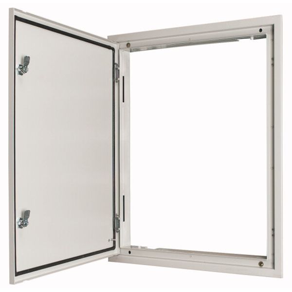 3-component flush-mounted door frame with door, double-bit lock, IP54, HxW=1560x600mm, white image 1