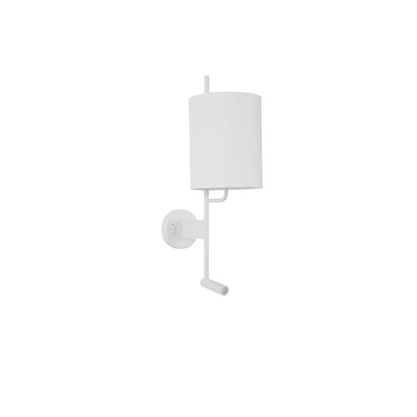 White Fabric Shade & White Aluminium Adjustable - Switch On/Off LED Samsung 3 Watt 210Lm 3000K LED E27 1x12 Watt 230 Volt IP20 Bulb Excluded D: 18 W: 29.6 H: 57.5 cm image 1