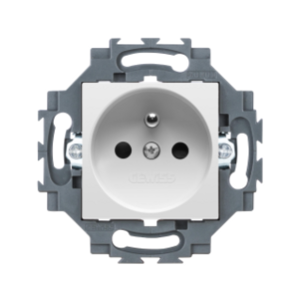 FRENCH STANDARD SOCKET-OUTLET 250V ac - SCREW TERMINALS - FRONT TIGHTENING TERMINALS - 2P+E 16A - WHITE - DAHLIA image 1