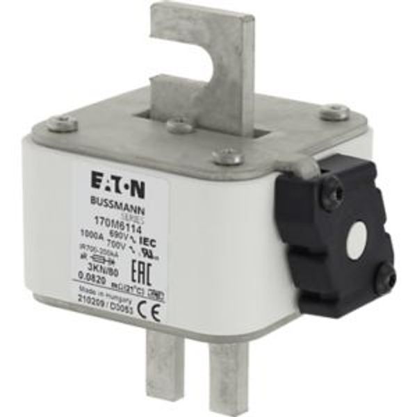 Fuse-link, high speed, 1000 A, AC 690 V, DIN 3, 76 x 92 x 109 mm, aR, DIN, IEC, single indicator image 4