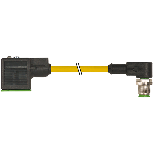 M12 male 90° A-cod./MSUD valve  A-18mm PUR 3x0.75 ye+robot+dragch. 1m image 1