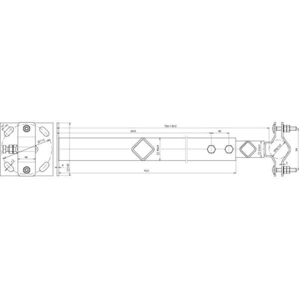 Wall mount. bracket St/tZn-StSt f. pipes D 40-50mm adjust. wall dist.  image 2