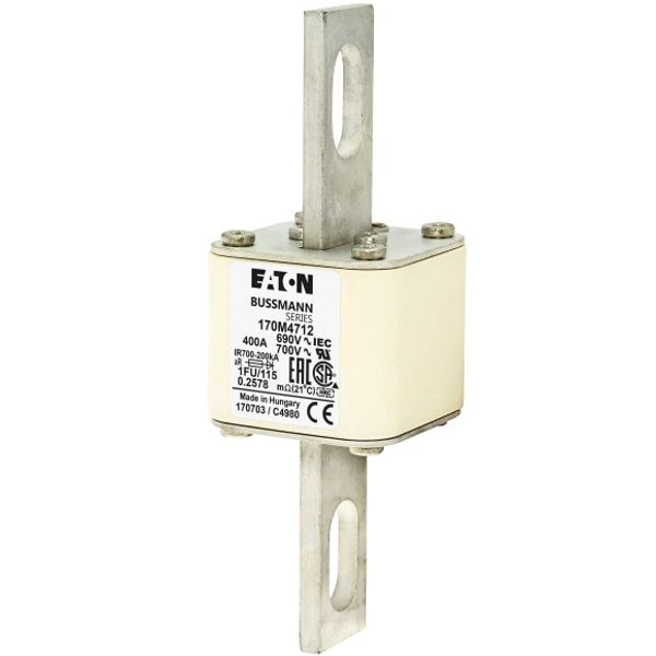 Fuse-link, high speed, 400 A, AC 690 V, size 1, 53 x 69 x 136 mm, aR, IEC, UL image 2