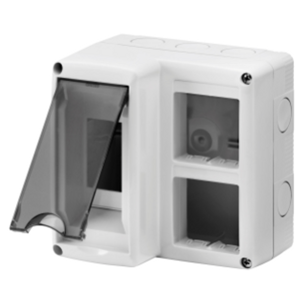 PROTECTED ENCLOSURE FOR COMBINED INSTALLATION OF MODULAR DEVICES DIN AND SYSTEM - 2 DIN MODULES - 4 SYSTEM MODULES - MODULE 2X2 - IP40 - GREY RAL 7035 image 1