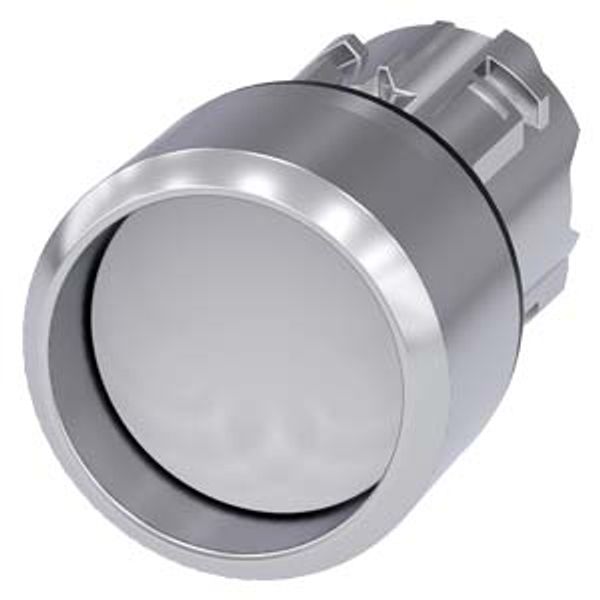 Pushbutton, 22 mm, round, metal, shiny, white, Front ring, high, momentary 3SU1050-0CB60-0AA0-Z Y12 image 2