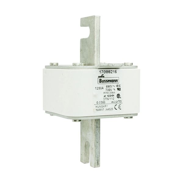 Fuse-link, high speed, 1250 A, AC 690 V, DIN 3, 76 x 90 x 139 mm, aR, DIN, IEC, type T indicator image 12