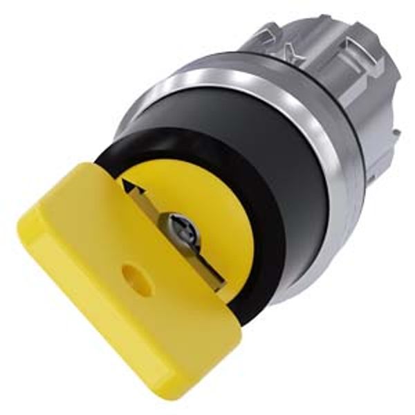 Key-operated switch O.M.R, 22 mm, round, metal, shiny, lock number 73033, yellow, with 2 keys, 2 switch positions O image 1