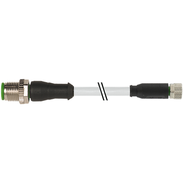 M12 male 0° / M8 female 0° A-cod. PUR 3x0.25 gy UL/CSA+drag ch. 2m image 1