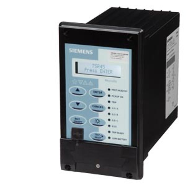 Non-Directional Overcurrent Protection - Argus 7SR45, measuring input: 1 A, 50/60 Hz, size 4 moulded case (height reduced), 4 BI / 4 BO, auxiliary voltage: dual powered (CT powered: + aux.: 24-60V  7SR4504-1HB20-1AA0 image 1