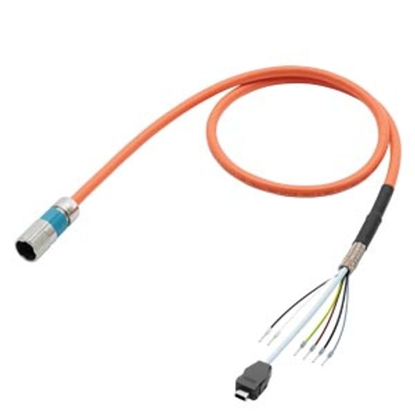 Single cable pre-assembled 4G2,5+1Q0,2STC+1P1,5C-C SPEED-CONNECT connector M23 Cores with end sleeve .... 6FX5002-8QN21-1BE0 image 1