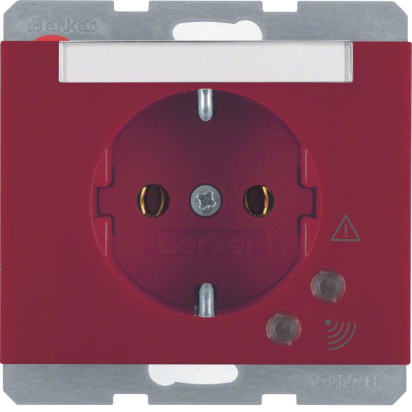 SCHUKO socket outlet with overvoltage protection, K.1/K.5, red glossy image 1