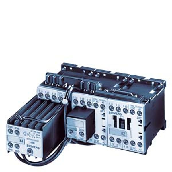 Contactor assembly Star-delta (wye-delta) (pre-assembled) with timing relay on the front AC-3, 5.5 kW/400 V, 3-pole Size S00, S00, S00 Electrical and mechanical  3RA1415-8XB31-1AF0 image 1