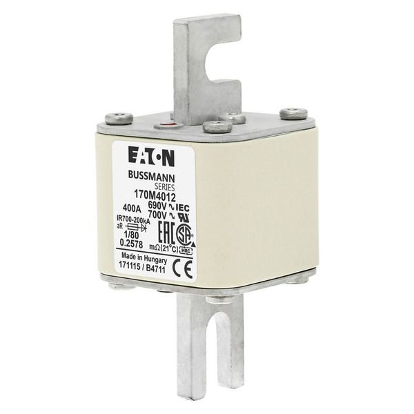 Fuse-link, high speed, 400 A, AC 690 V, DIN 1, 53 x 53 x 108 mm, aR, DIN, IEC, single indicator image 5