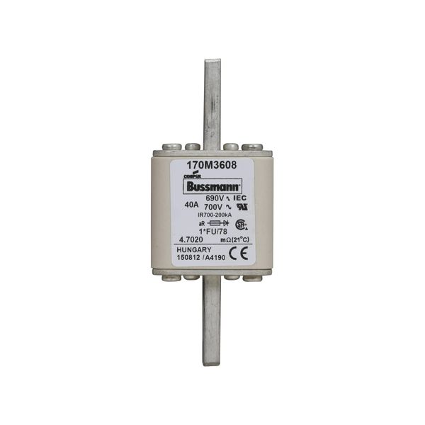 Fuse-link, high speed, 40 A, AC 690 V, compact size 1, 45 x 45 x 110 mm, aR, IEC, UL image 6