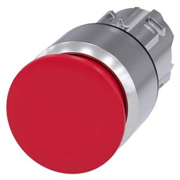 Mushroom pushbutton, 22 mm, round, metal, shiny, red, 30 mm, latching, pull-t... image 1