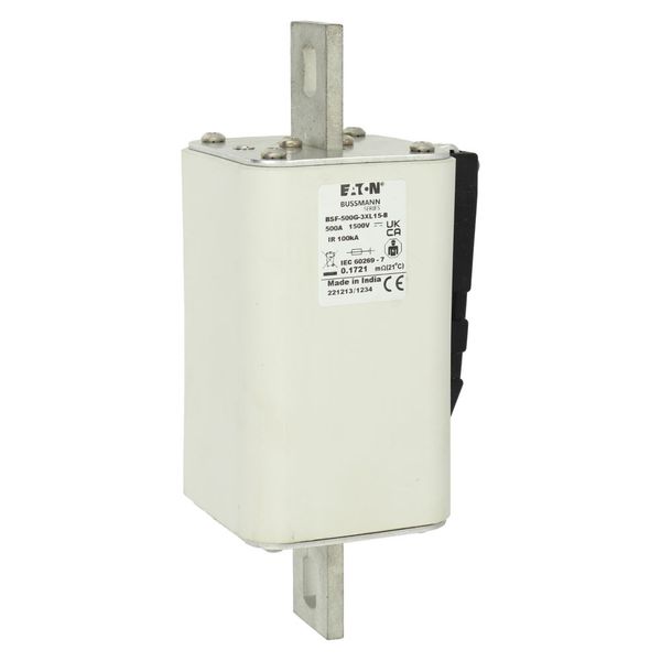 Fuse-link, high speed, 500 A, DC 1500 V, 3L, 74 x 91 x 201 mm, gBat, IEC, bolted connection image 6