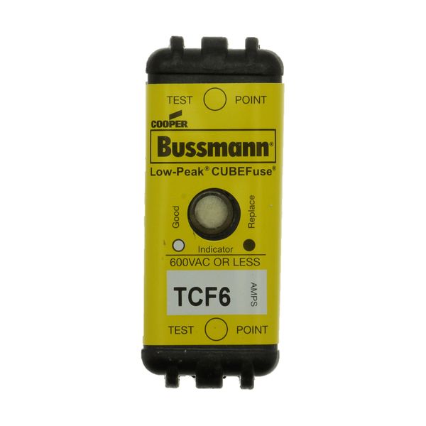 Eaton Bussmann series TCF fuse, Finger safe, 600 Vac/300 Vdc, 6A, 300 kAIC at 600 Vac, 100 kAIC at 300 Vdc, Non-Indicating, Time delay, inrush current withstand, Class CF, CUBEFuse, Glass filled PES image 4