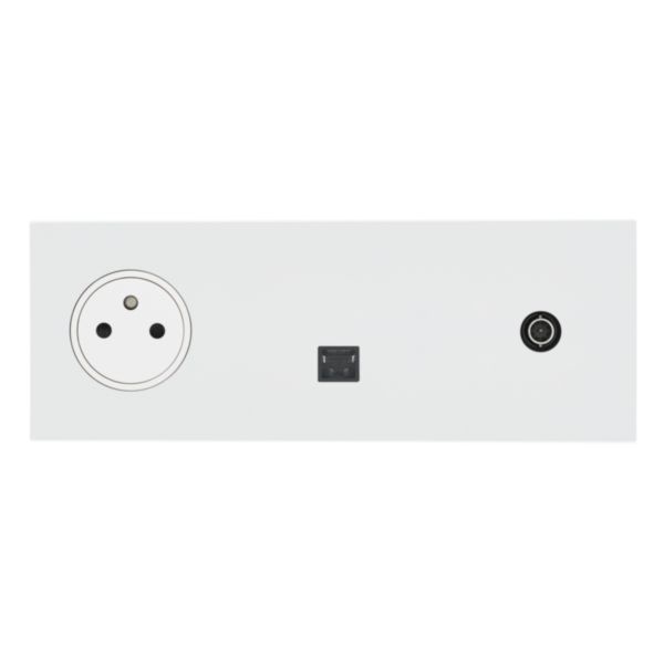 Art d'Arnould universe Epure 2P+E power socket, RJ45 socket and television socket - satin white image 1