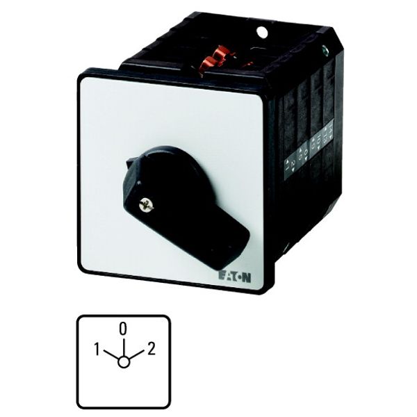 Reversing switches, T5B, 63 A, flush mounting, 3 contact unit(s), Contacts: 5, 60 °, maintained, With 0 (Off) position, 1-0-2, Design number 8401 image 1