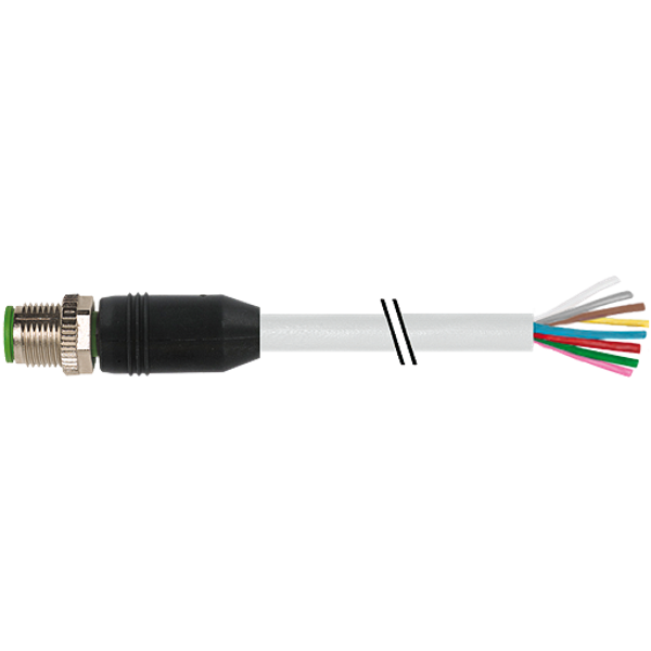 M12 male 0° A-cod. with cable PVC 8x0.25 gy UL/CSA 99,99m image 1