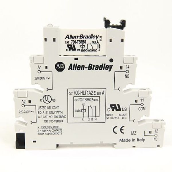 Allen-Bradley 700-HLT1A2 Relay, 240V AC Coil, Single Pole Double Throw, Electromechanical Relay, 6A Contact Rating, screw terminals image 1